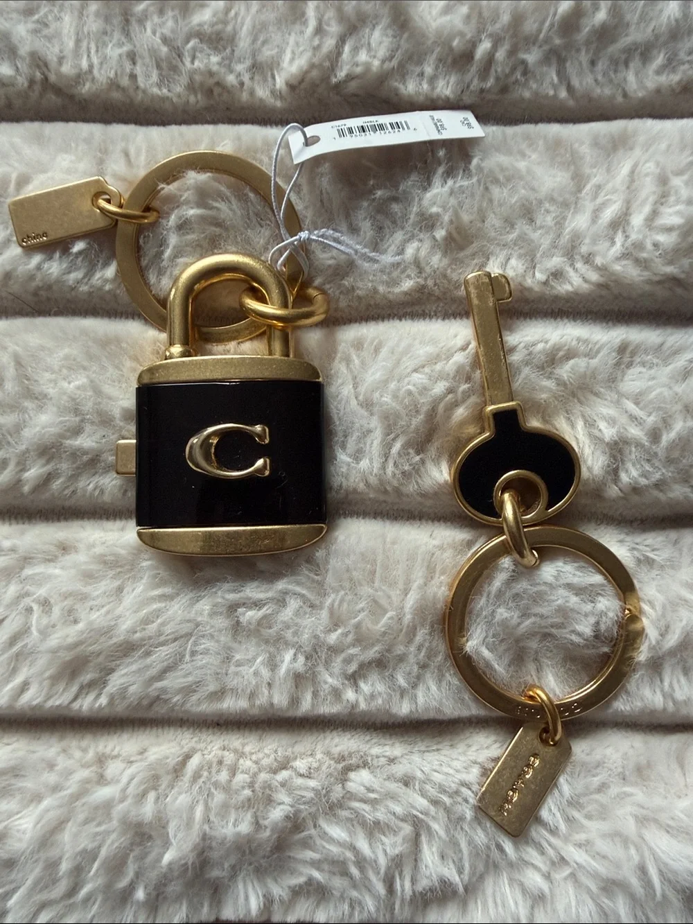 Coach Gold and Black Padlock Key Set